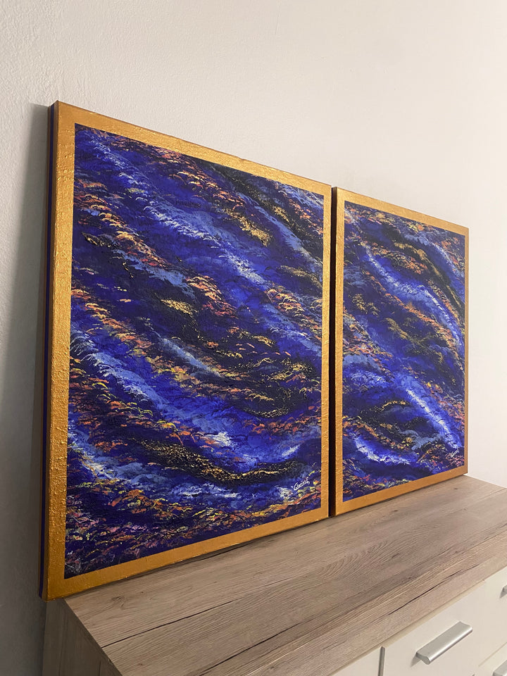 Calm & Chaos – Œuvre unique de 2 tableaux - 60x73 cm chacun