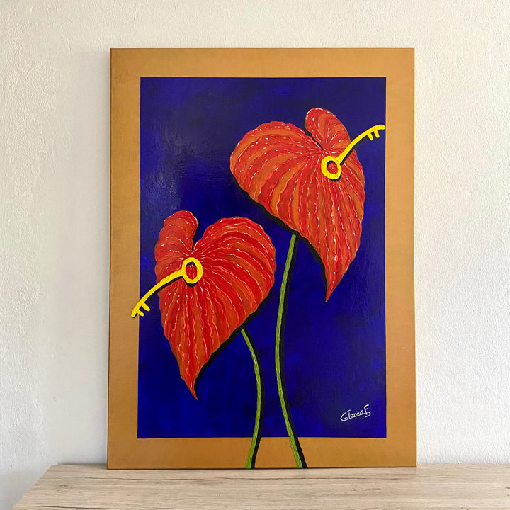Féminité – Collection Les Anthuriums – Œuvre unique - 73x100 cm