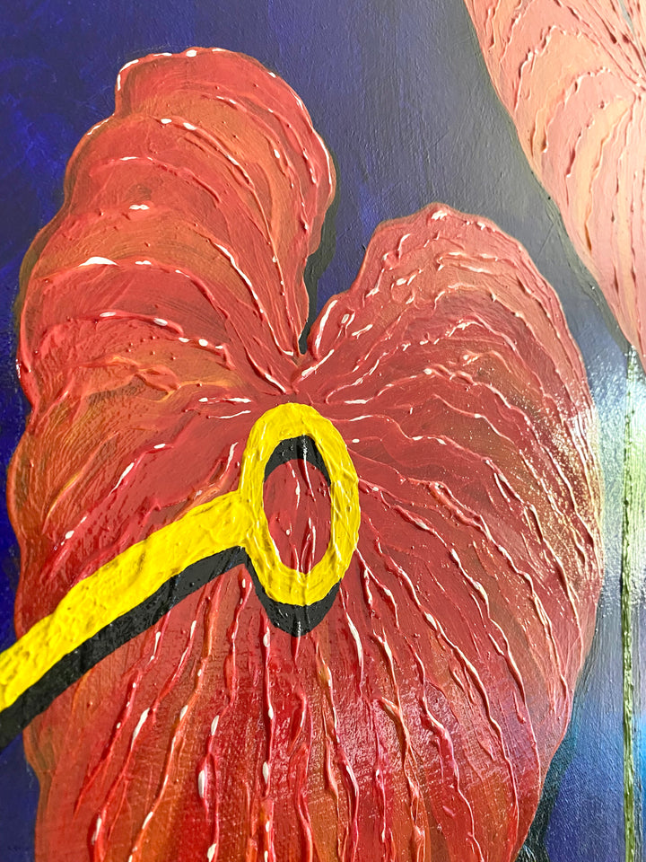 Féminité – Collection Les Anthuriums – Œuvre unique - 73x100 cm
