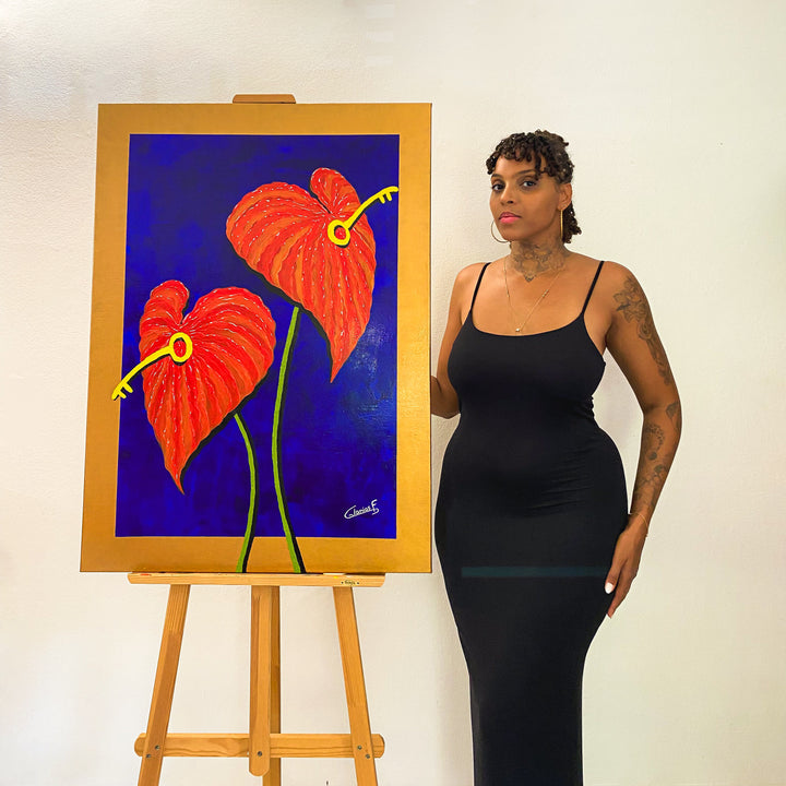 Féminité – Collection Les Anthuriums – Œuvre unique - 73x100 cm